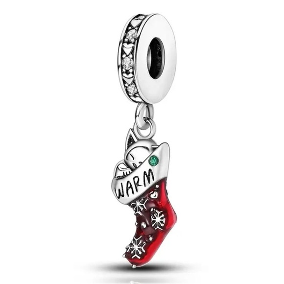 Pandora Jewelry - Pandora 925 Silver & Red Christmas Stocking Charm Pendant engraved Warm & Home